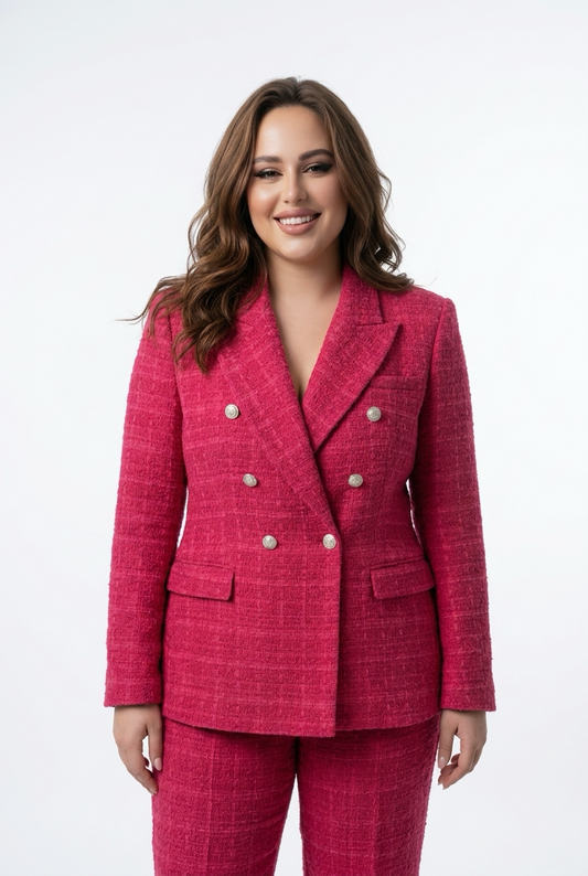 Dobbeltradet blazer med skulderpuder