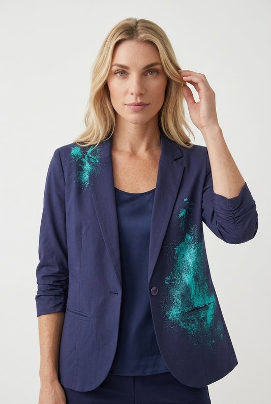 Upcycled blazer med glimmerdetaljer