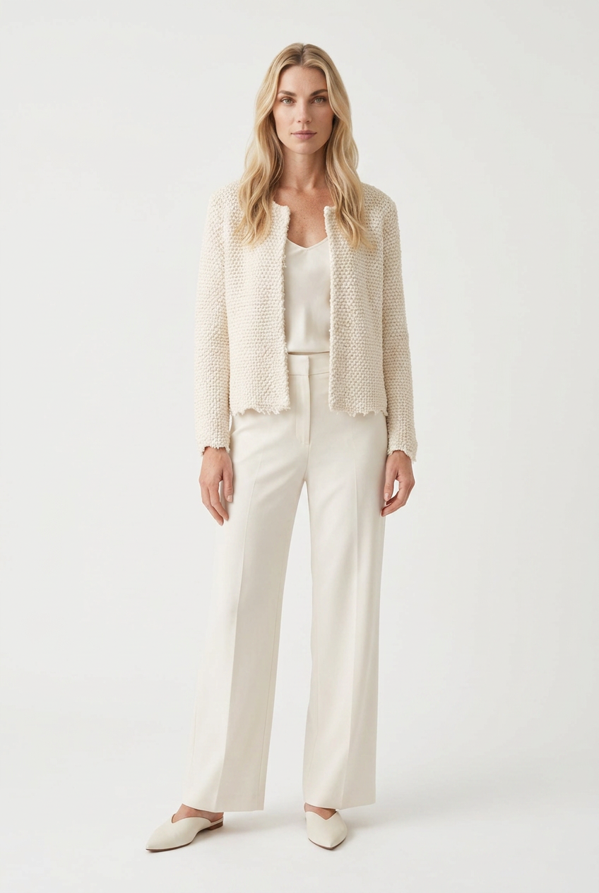 Strikcardigan med bobble-struktur