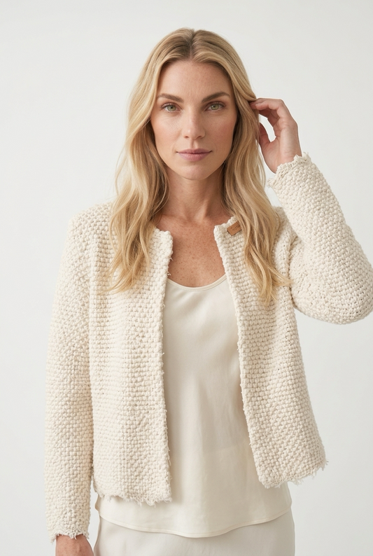 Strikcardigan med bobble-struktur