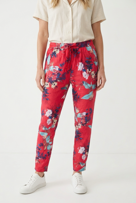 Lette bukser med tropisk blomster-print