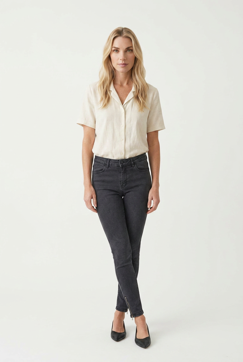 Skinny jeans med ankellynlås