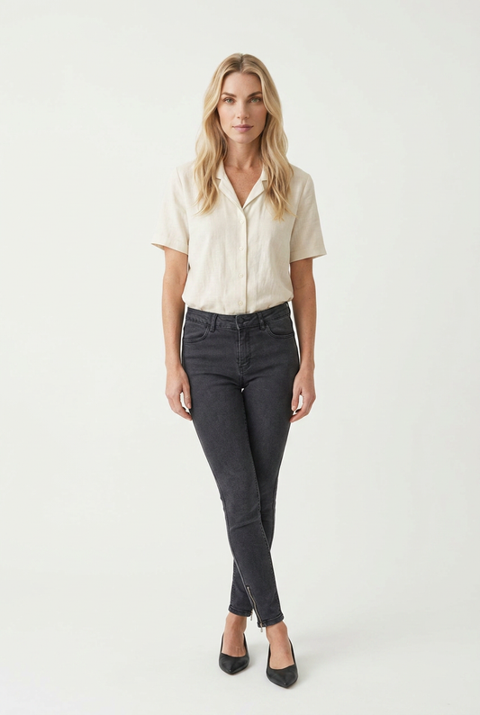 Skinny jeans med ankellynlås