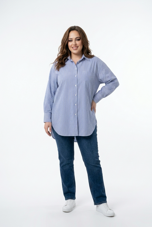 Oversized skjorte med fine striber