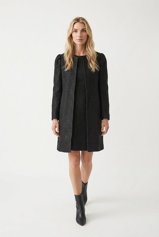 Lang åbenstående blazer med let shine