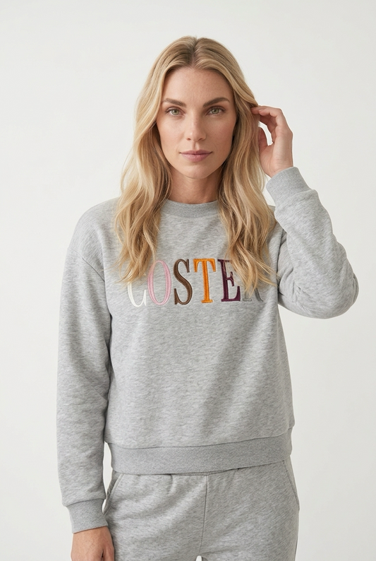 Lysegrå sweatshirt med farverigt bogstav-print
