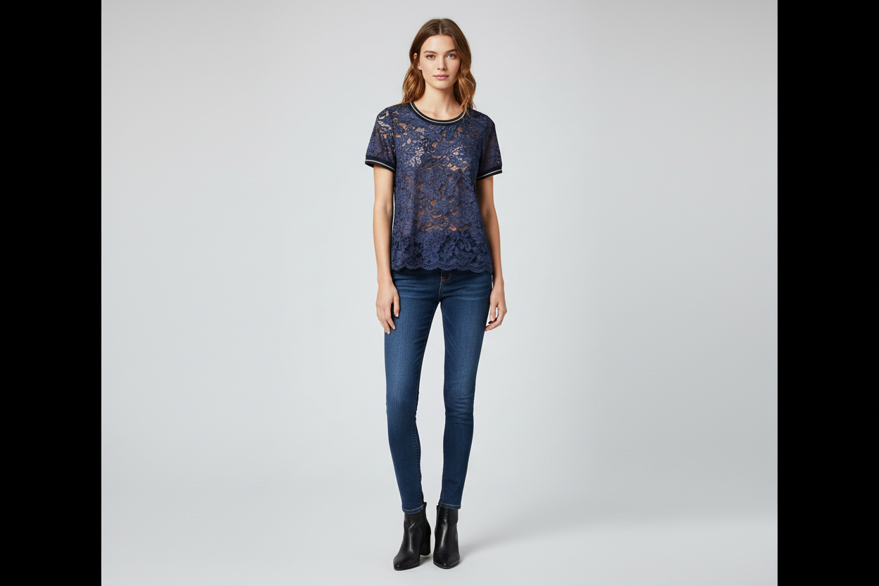 Feminin blondebluse med fine detaljer