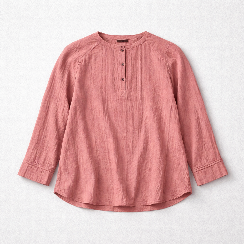 Støvet pink bluse med tone-i-tone striber