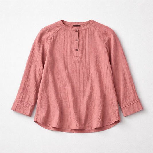 Støvet pink bluse med tone-i-tone striber