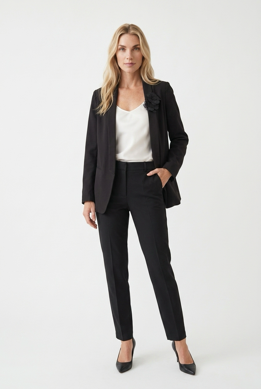 Upcycled blazer med fine blomster på revers