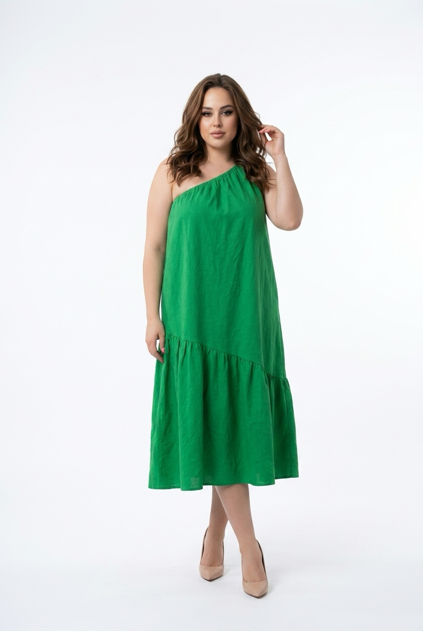 Off shoulder sommerkjole i grøn