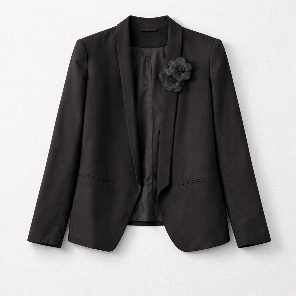 Upcycled blazer med fine blomster på revers
