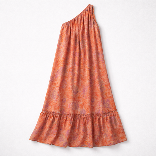 Smuk off shoulder mønstret sommerkjole