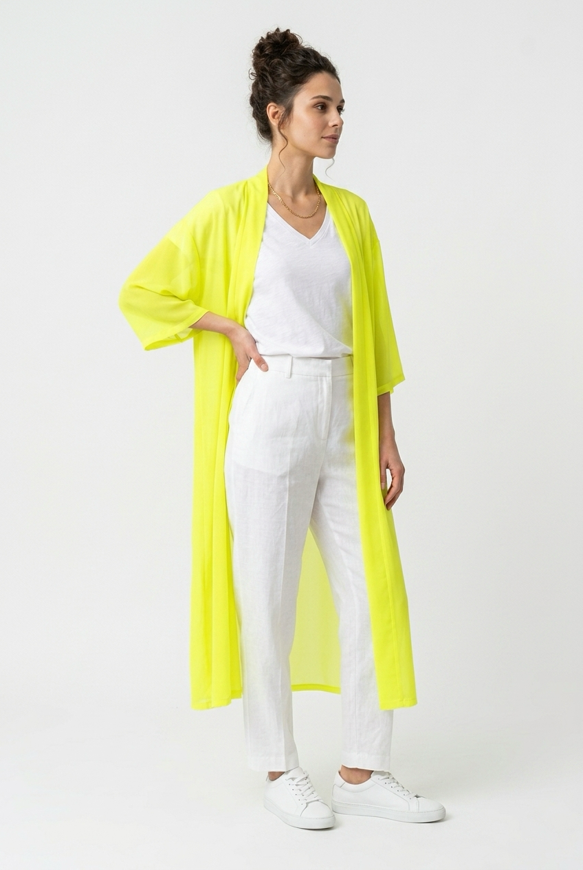 Neongul gennemsigtig cardigan