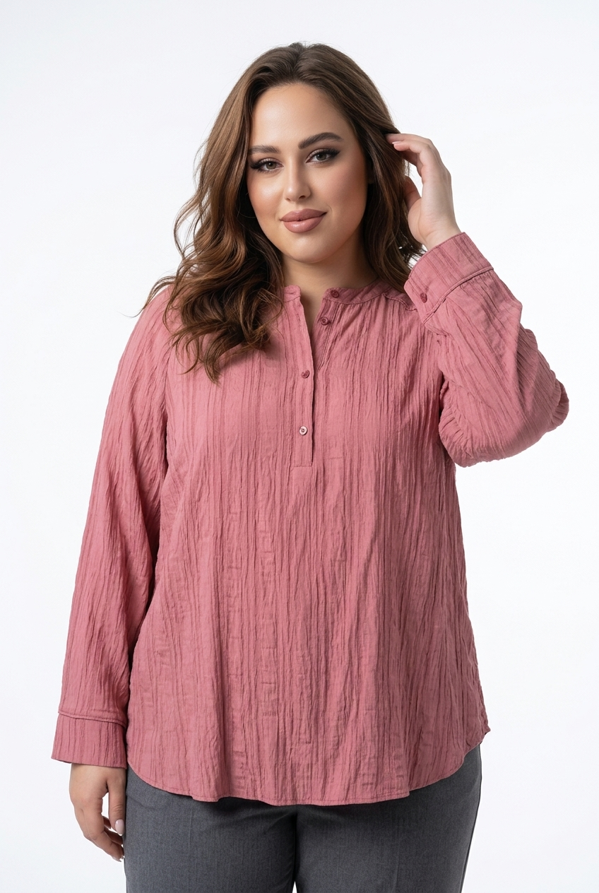 Støvet pink bluse med tone-i-tone striber