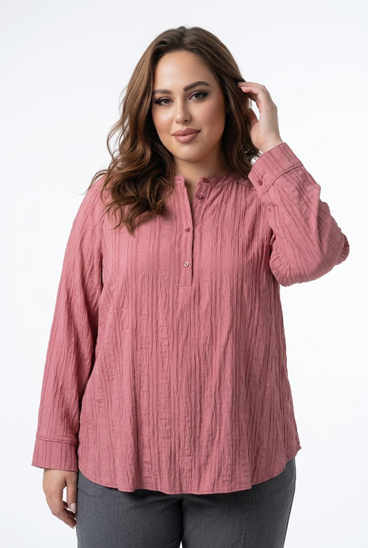 Støvet pink bluse med tone-i-tone striber