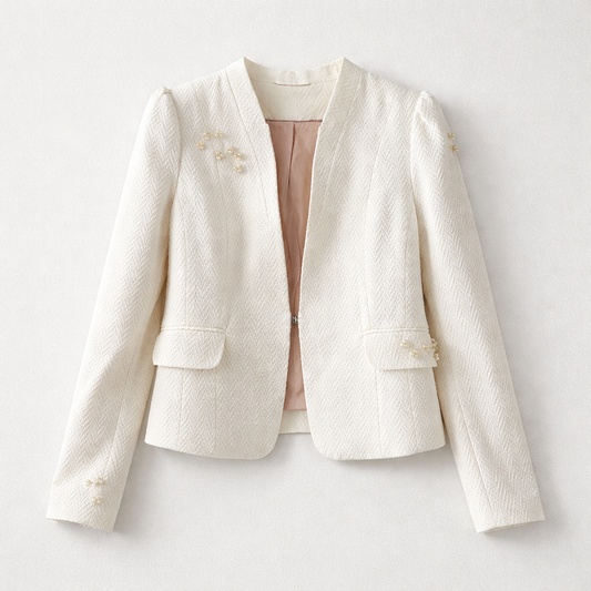 Figursyet blazer med perlemorsperler
