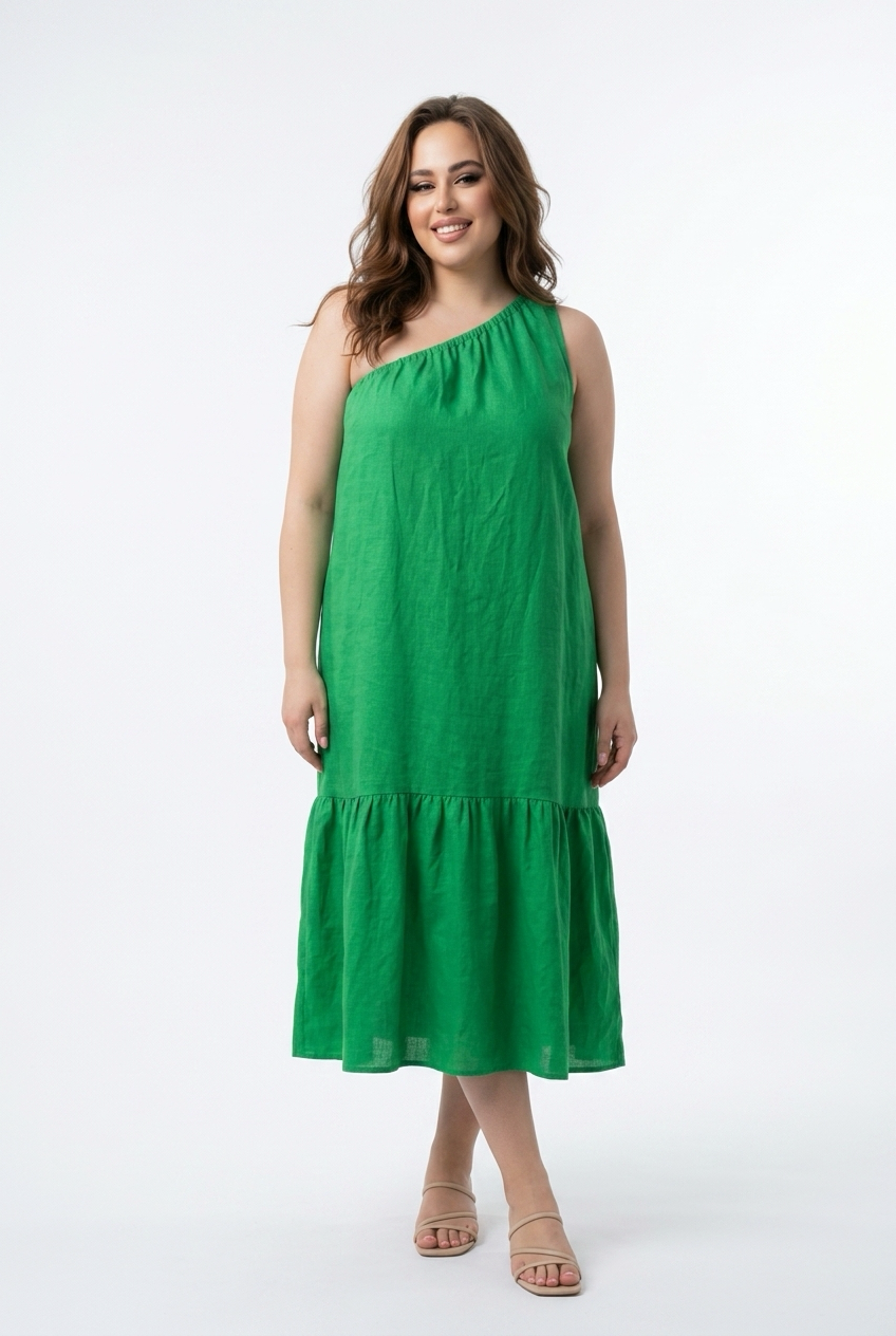 Off shoulder sommerkjole i grøn