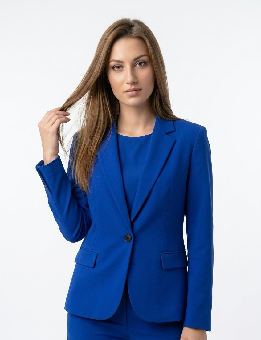 Dybblå blazer med enkelt knap