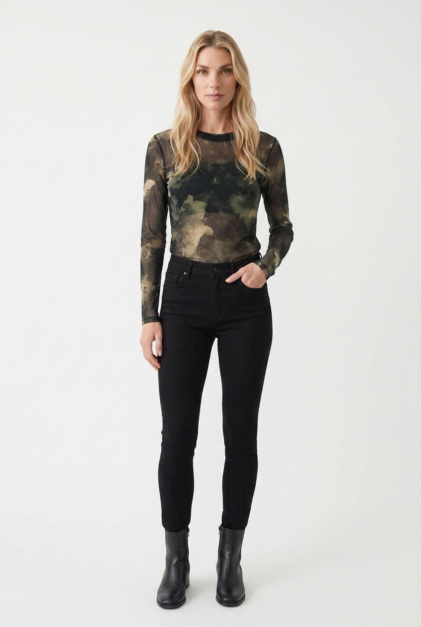 Gennemsigtig mesh bluse