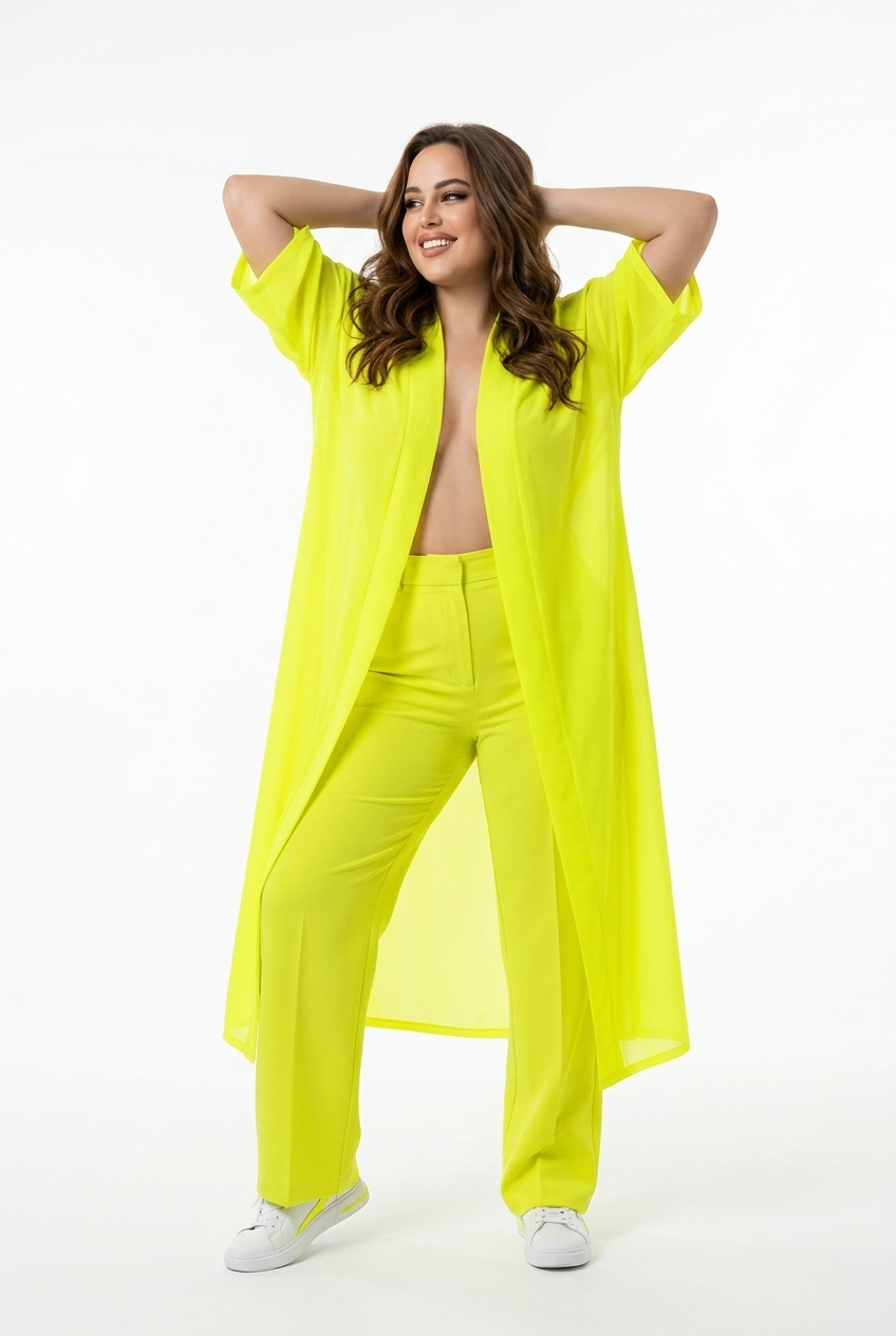 Neongul gennemsigtig cardigan