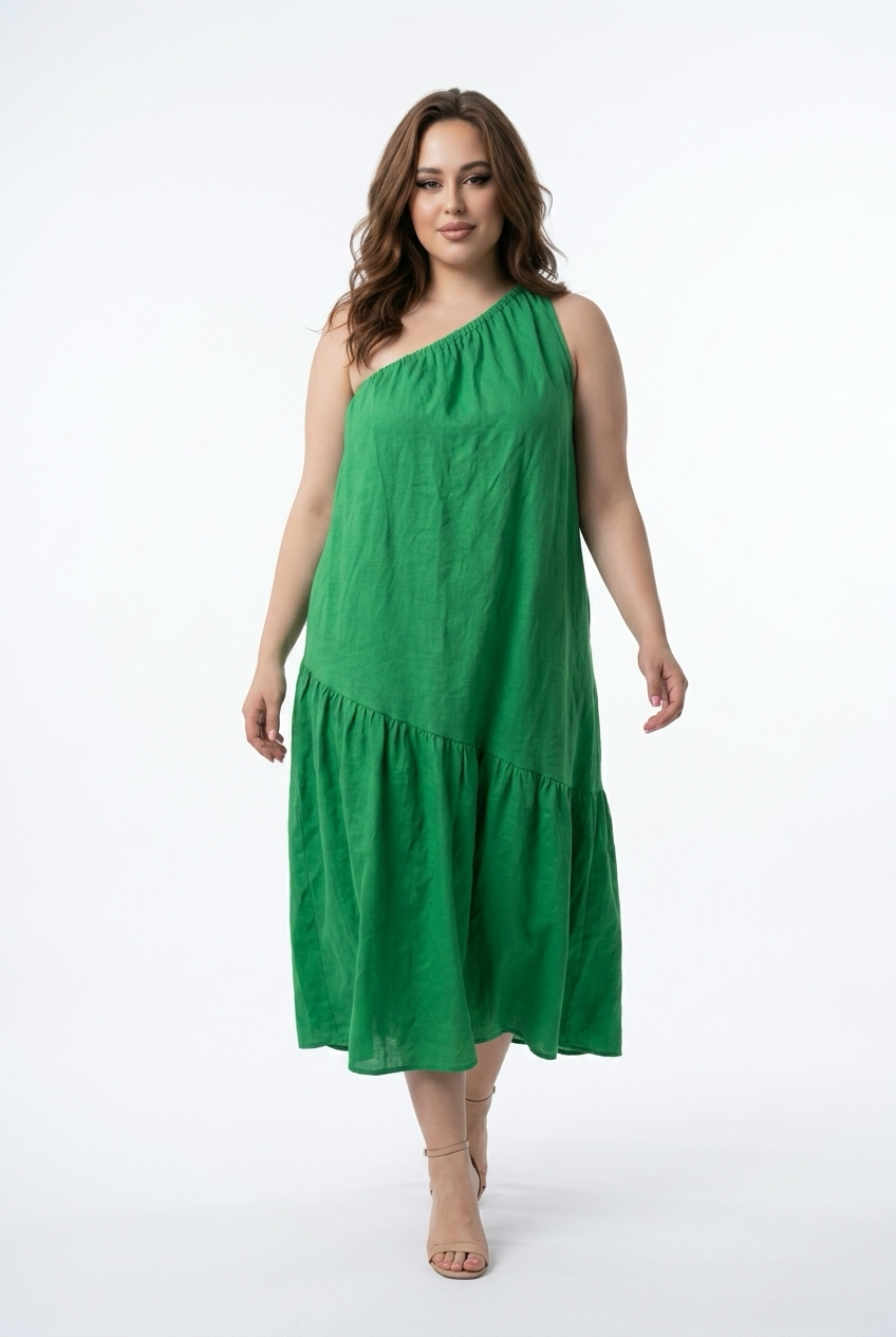 Off shoulder sommerkjole i grøn