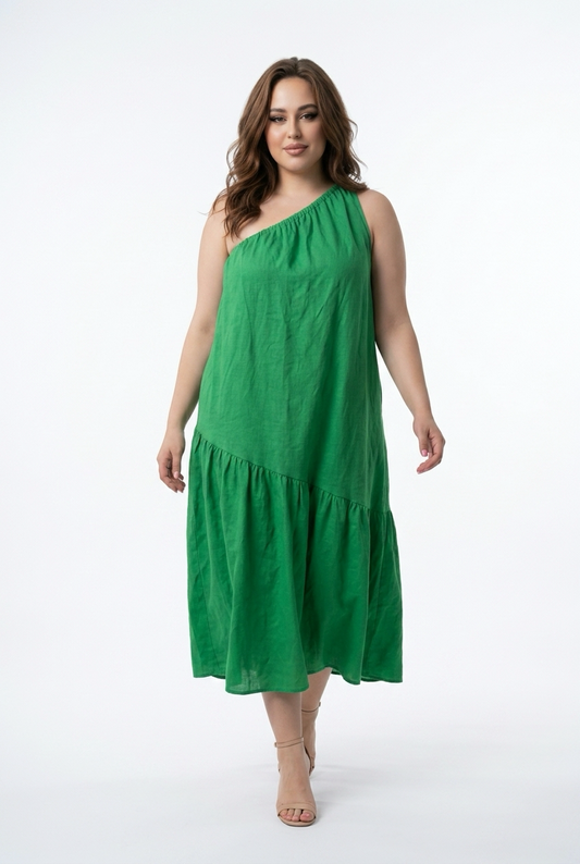 Off shoulder sommerkjole i grøn
