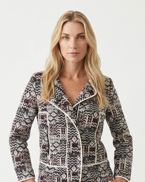 Jacquardvævet blazer i smukt mønster
