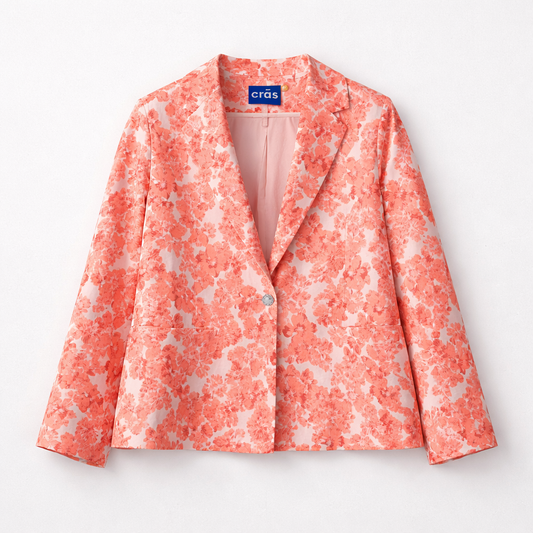 Smuk blomstret blazer med hjerteformet knap