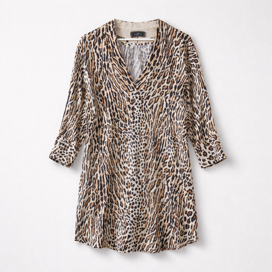 Kort kjole med leopardmønster