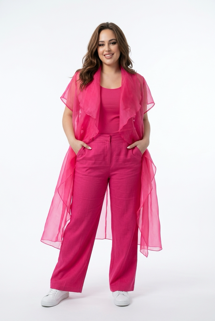 Smuk pink gennemsigtig cardigan