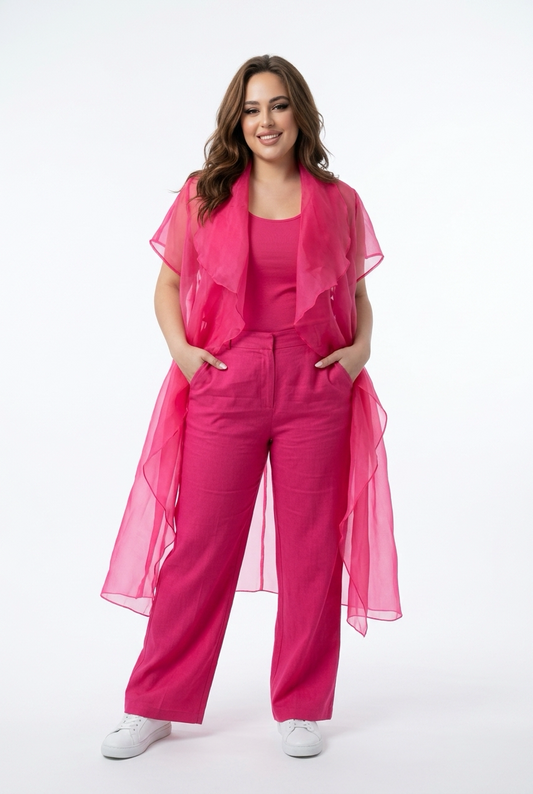 Smuk pink gennemsigtig cardigan