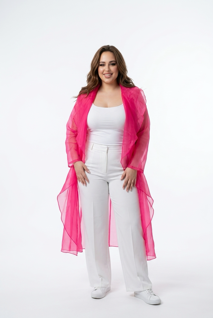 Smuk pink gennemsigtig cardigan