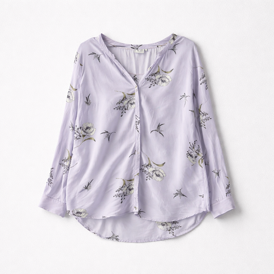 Pudderpink silke-skjorte med blomsterprint