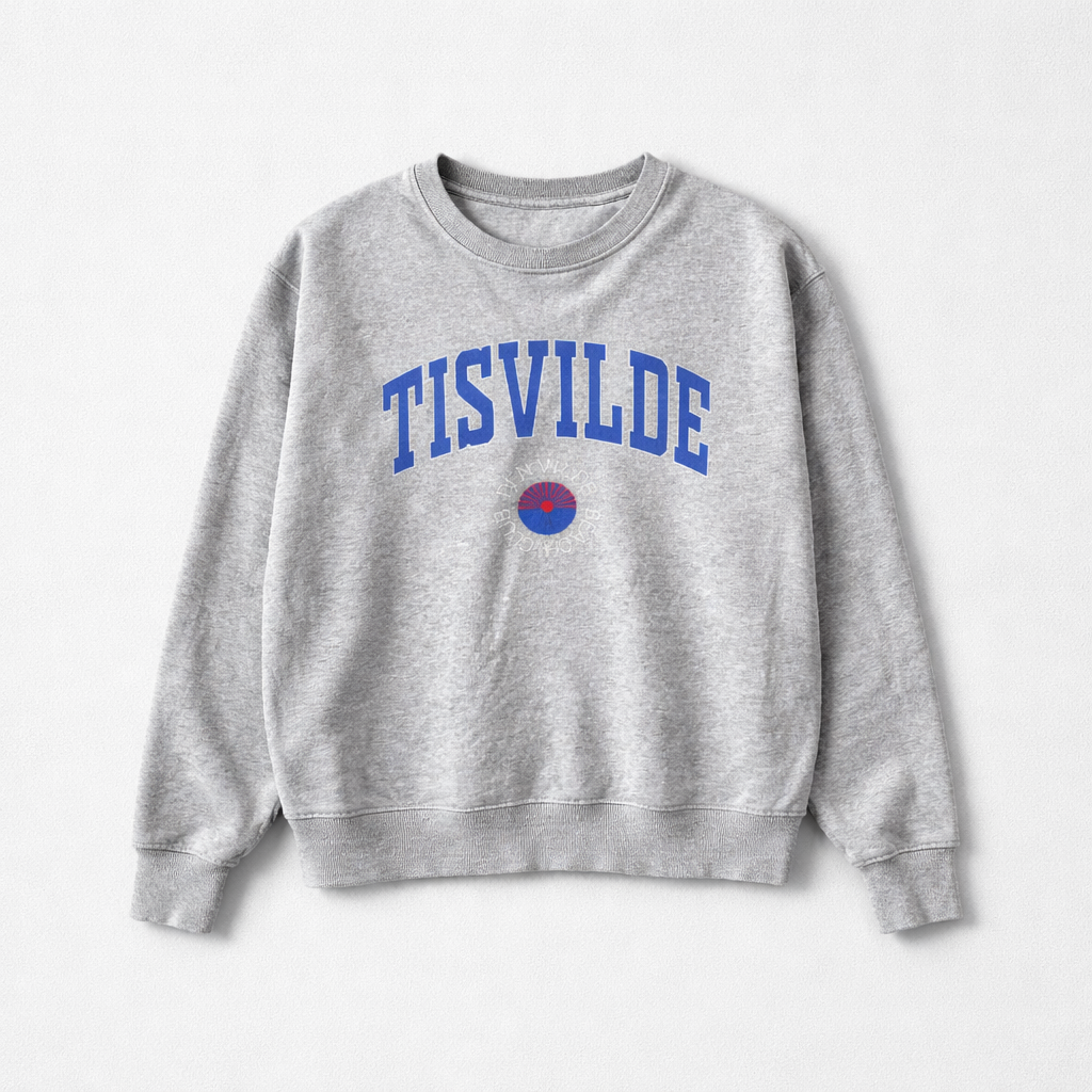 Lysegrå sweatshirt med Tisvilde-college print