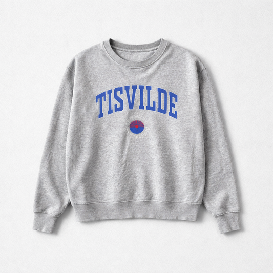 Lysegrå sweatshirt med Tisvilde-college print