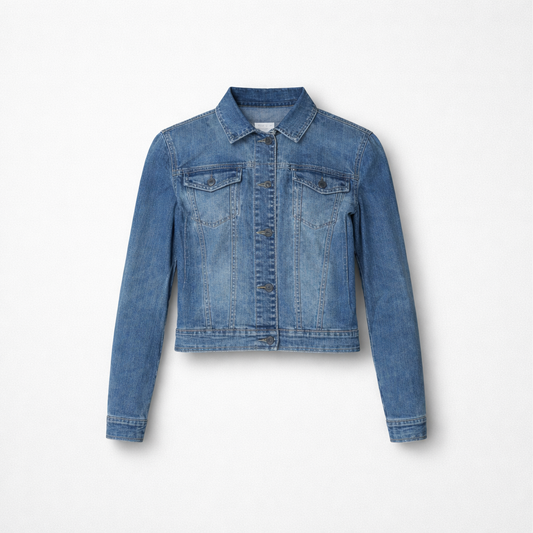 Klassisk blå denimjakke med brystlommer