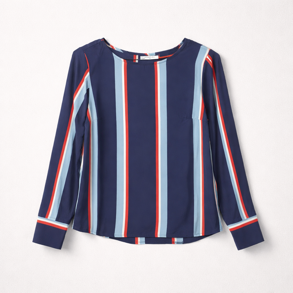 Stribet bluse i maritimt udtryk