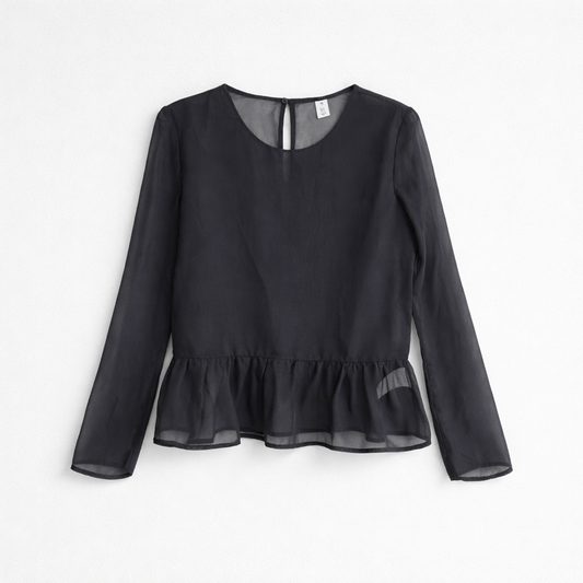 Gennemsigtig bluse med peplum-kant