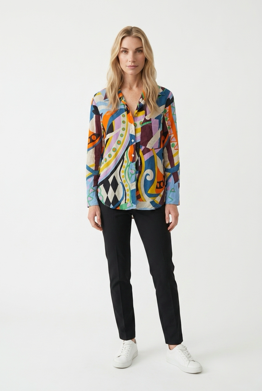 Skjorte med dragende geometrisk print