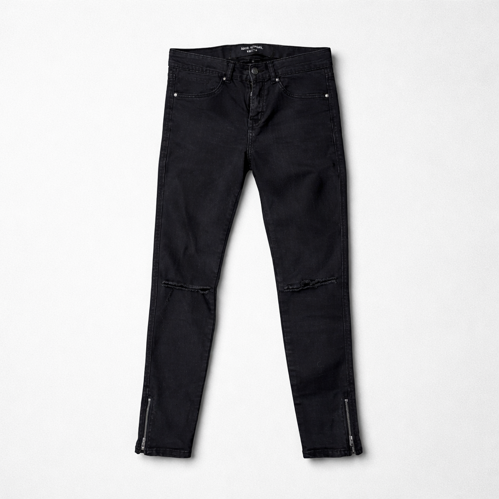 Skinny jeans med slids og ankellynlås