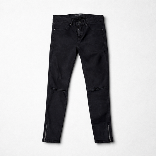 Skinny jeans med slids og ankellynlås