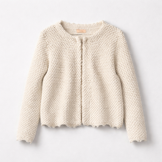 Strikcardigan med bobble-struktur