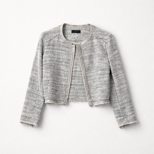 Cropped tweed-blazer med frayed kant