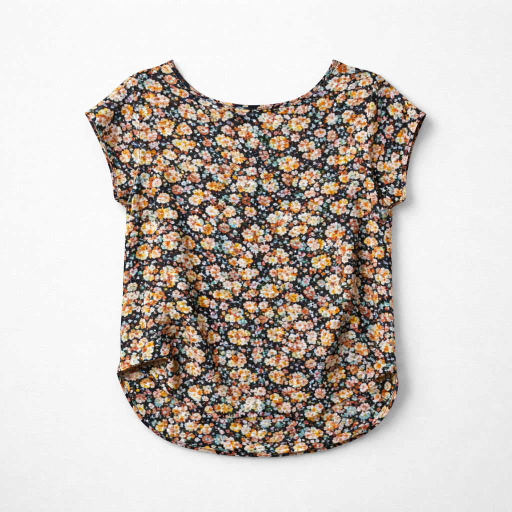 Bluse med småblomstret print