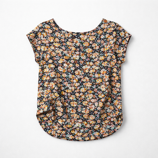 Bluse med småblomstret print