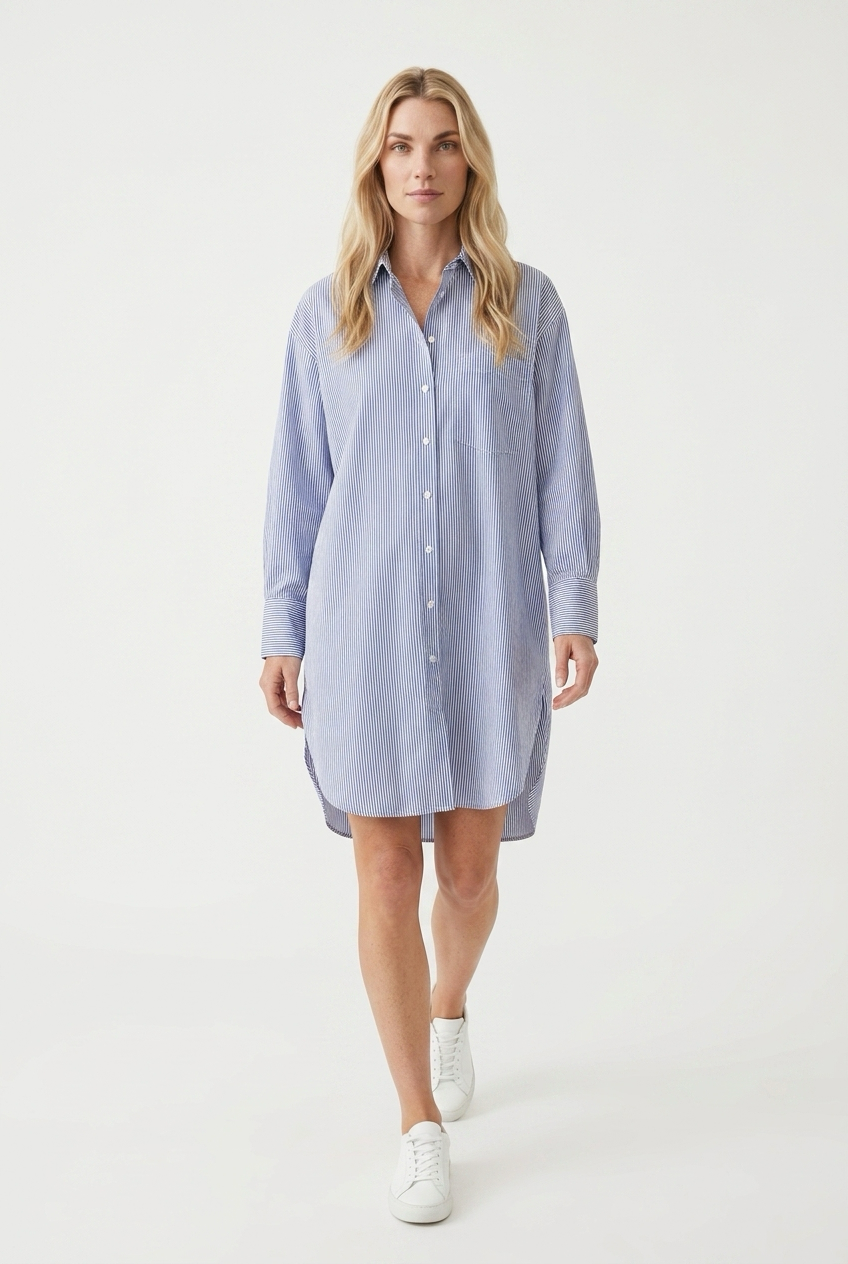 Oversized skjorte med fine striber