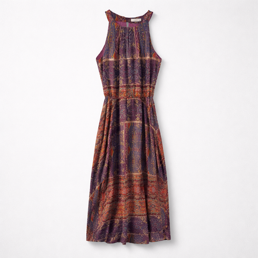 Maxikjole med farverigt paisley-print