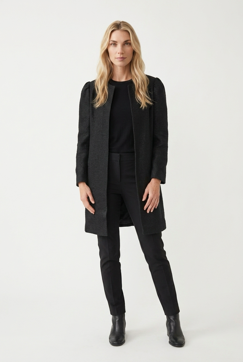 Lang åbenstående blazer med let shine
