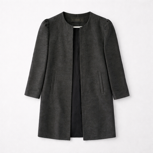 Lang åbenstående blazer med let shine